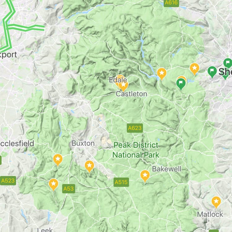 Peak District in Terrain View