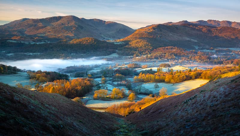 Elterwater from Loughrigg Fell, Lake District, England